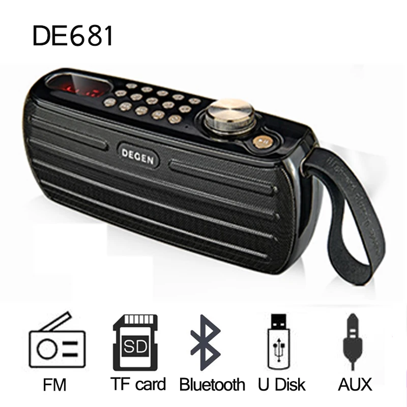 Стереомагнитола Degen DE680 FM радио DE681 Bluetooth рекордер mp3 плеер портативное для