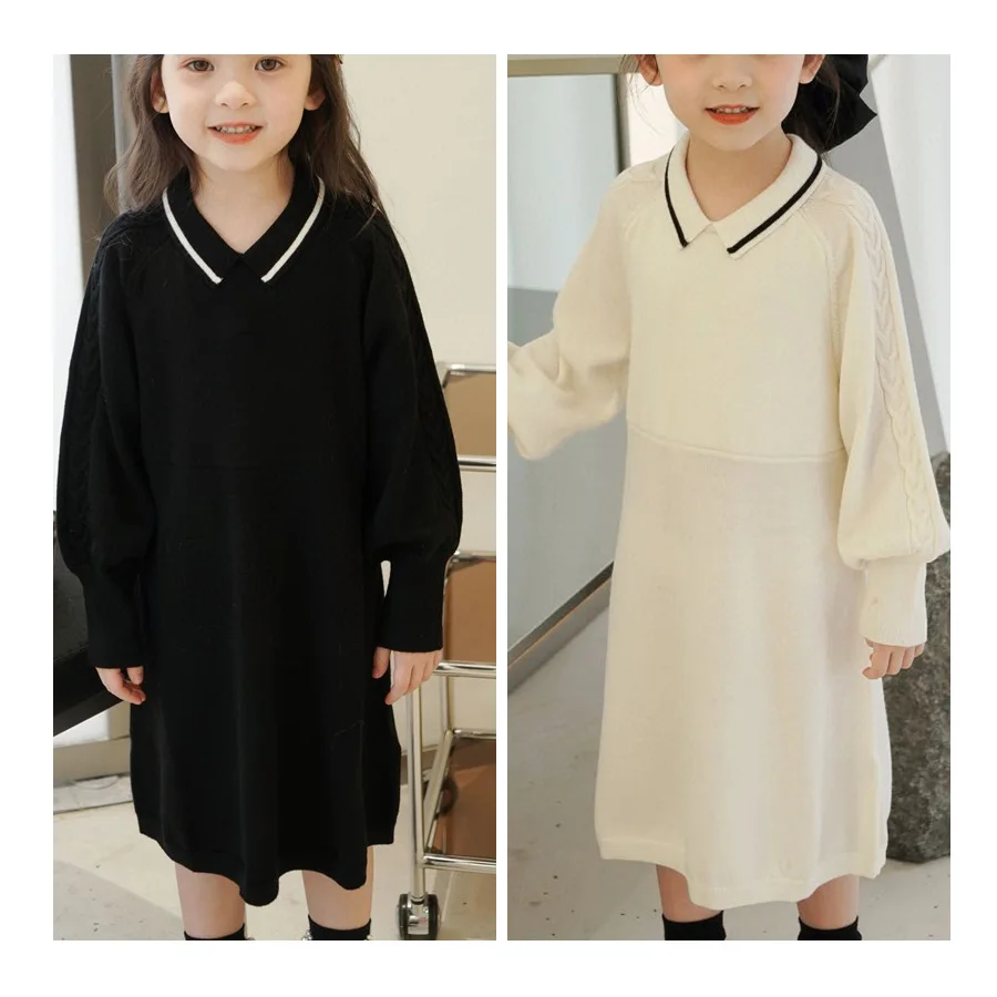 

Per-sale 2021 Winter Clothes for Girls Contrast Stitching Dresses Long Sleeve Corduroy Dress Shipment In Early November