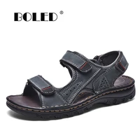 plus size men sandals genuine leather summer shoes quality beach slippers casual outdoor beach shoes men
