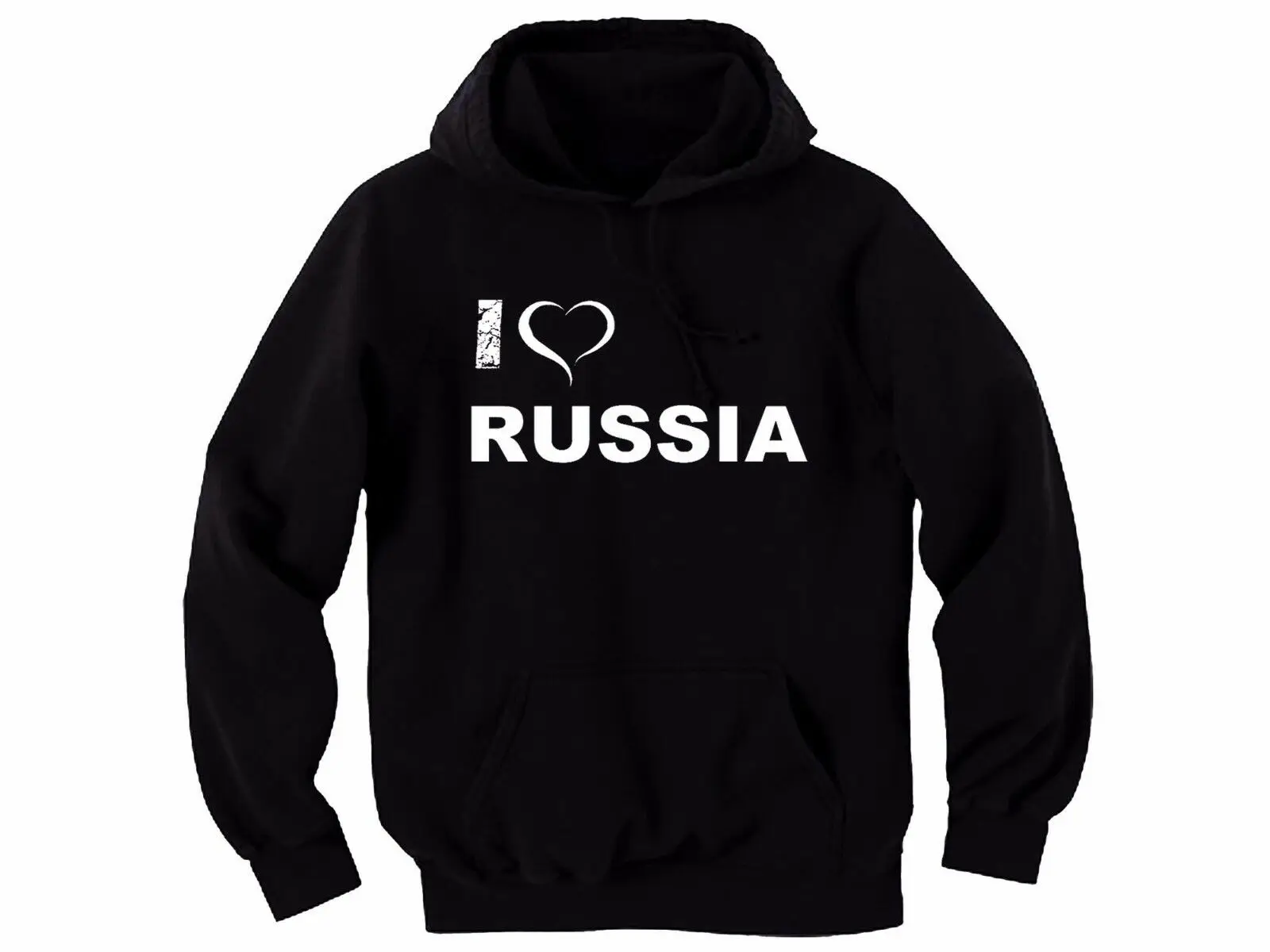 I love heart Россия Русский человек черная толстовка с капюшоном | Мужская одежда