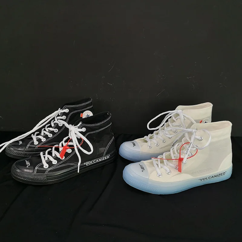 Женские высокие кроссовки унисекс стильные трендовые с прозрачной подошвой и