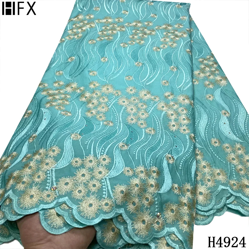 

HFX New Arrival Swiss Voile African Lace Fabric 2021 Cotton Brode Swiss Voile In Switzerland 5 yards For Sewng Clothing X4924