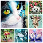 Алмазная живопись MomoArt 5D с животными, квадратная вышивка сделай сам, мозаика с изображением кошки стразы, подарок ручной работы