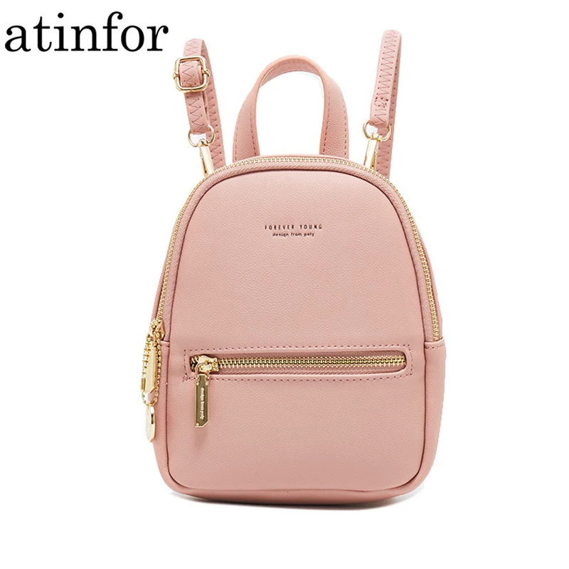 

atinfor Brand PU Leather Women Anti Theft Mini Backpack Teenage Girl Small Backpacks