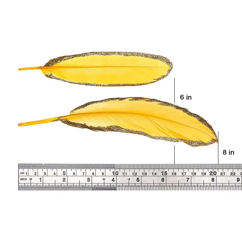 New Gold Yellow Dipped gold goose feather 10-500pcs 15-20cm DIY Jewelry Feathers Stage carnival Wedding Home decoration plumes |