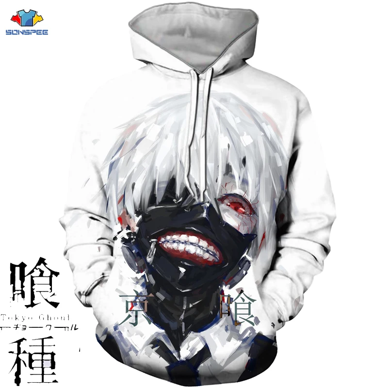 SONSPEE 3D Аниме Харадзюку толстовка с капюшоном Токийский Гуль одежда унисекс для