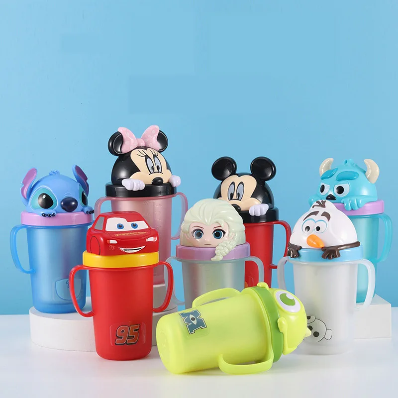 

Disney's New Children's Water Cup With Straws Learn To Drink Cartoon Dual-Use Stainless Steel Male Female Baby Gifts For Student