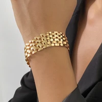 silver gold wide hollow bracelet jewelry for women men party simple punk gold bangles bracelets minimalism accessories
