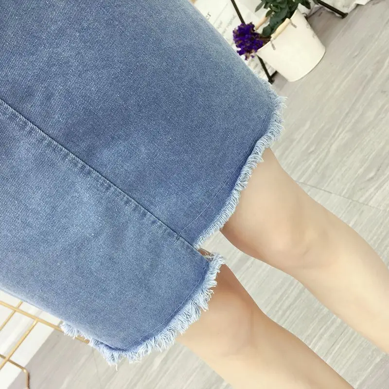 

Women Denim Dress Summer T-Shirt Two-Piece Asymmetrical Dress With Sexy V-Neck Female Cowboy Dress A53