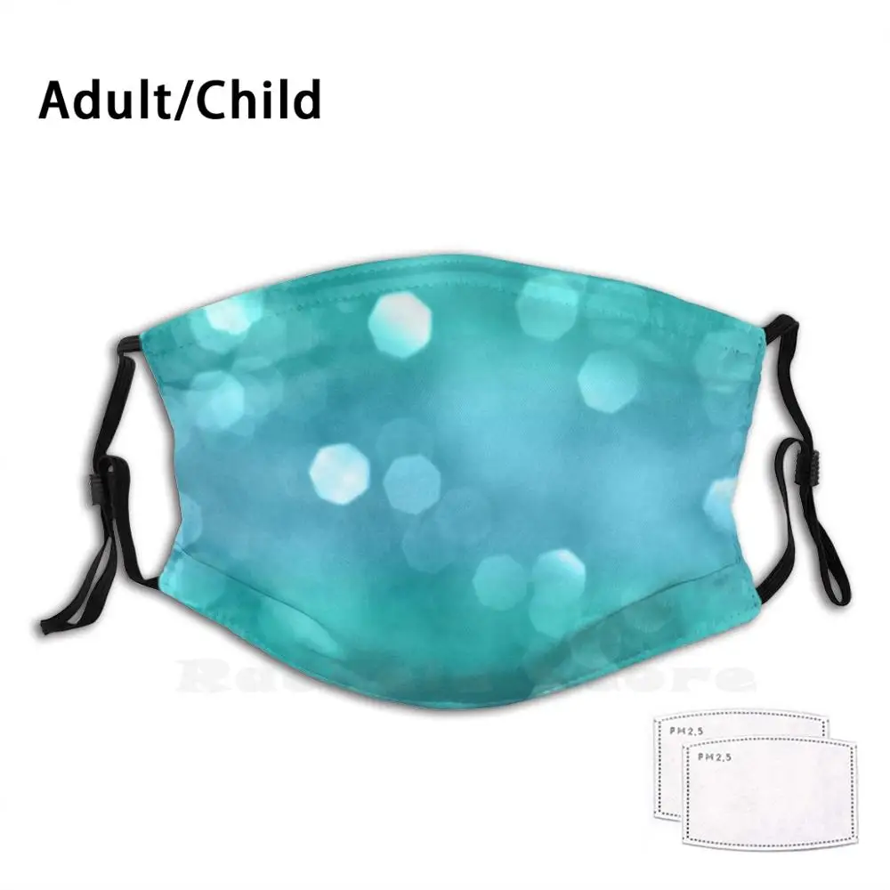 

Моющаяся маска для рта с фильтром Aqua Blue Ocean Bokeh #1 # Shiny # Decor #, маска для защиты от пыли с цифровой абстракцией