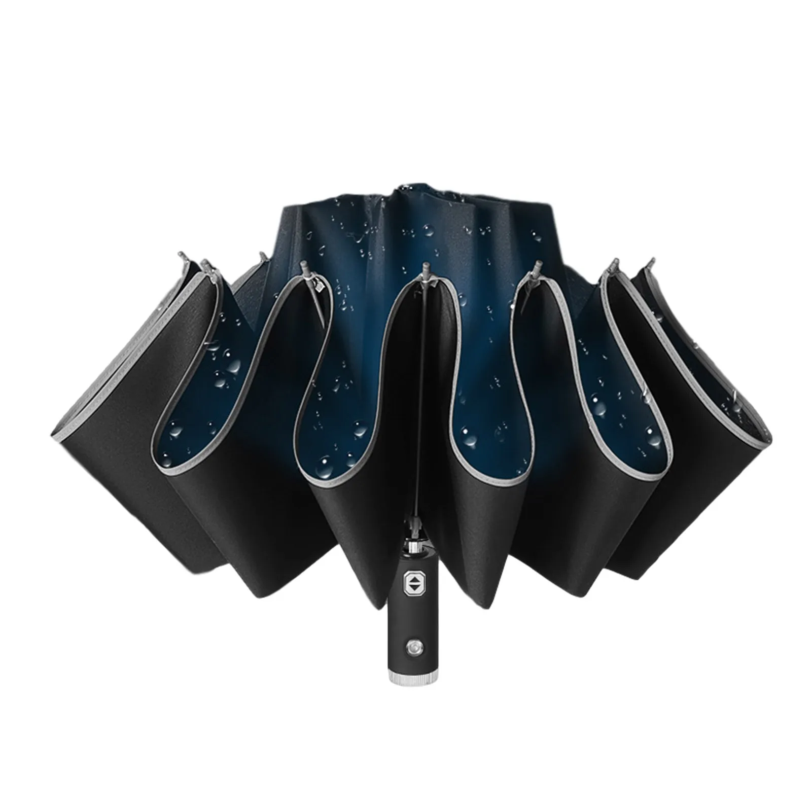 Открытый перевернутый зонт автомат с светодиодный Ручка фонарика