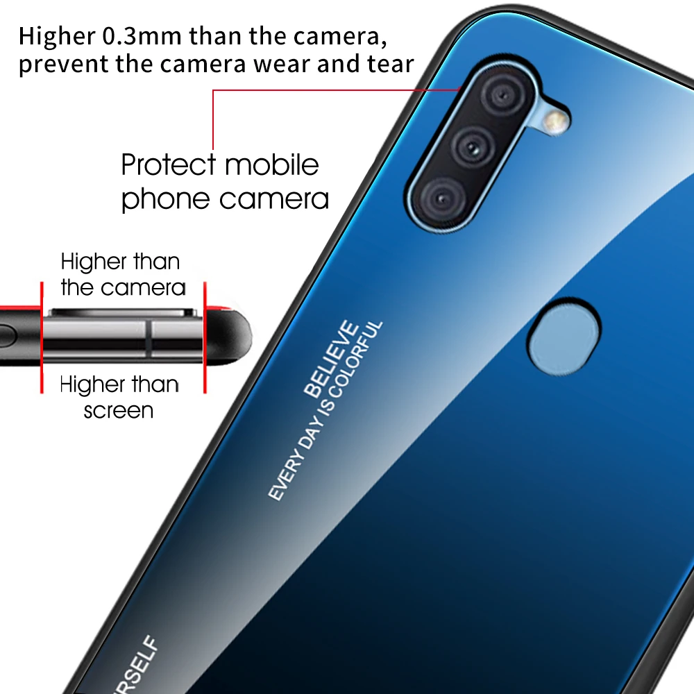 Чехол из закаленного стекла для Samsung A11 A31 31 градиентный чехол Galaxy A1 1 11A защитный |