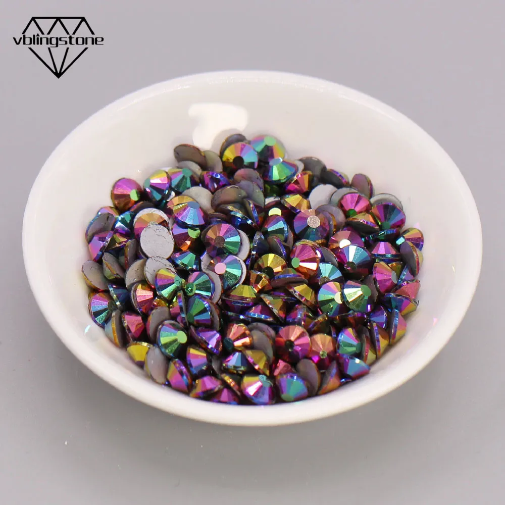 Стразы для ногтей с радужным золотым кристаллом плоский задний стеклянный