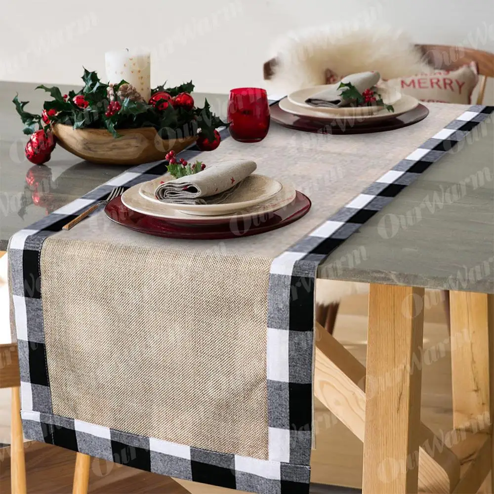 Водонепроницаемая Рождественская скатерть в клетку буйвола Рождественское
