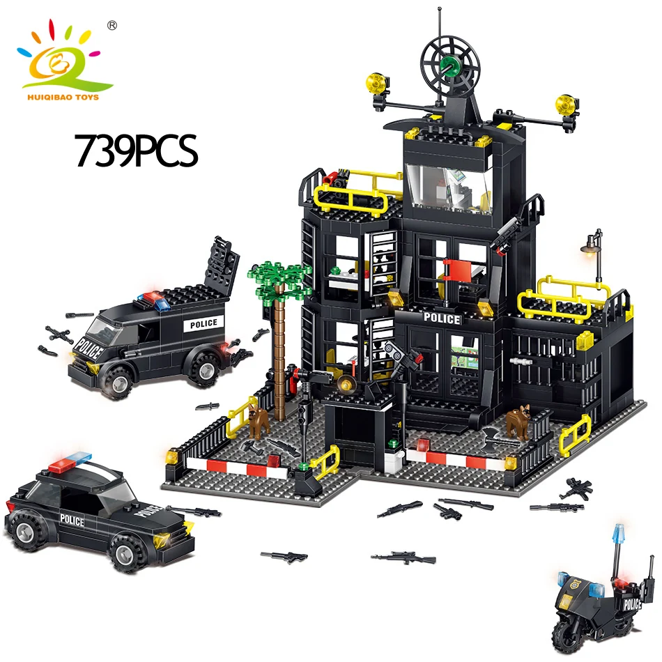 Игрушки 739 шт. полиции SWAT полицейский участок строительные блоки городской для