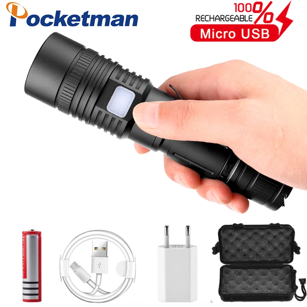 Package D LED Flashlight XHP50.2 Powerful Flashlight USB Rechargeable Torch Zoom LED Torch Waterproof Flashlight by 18650 Battery - Испускаемый цвет: Package D