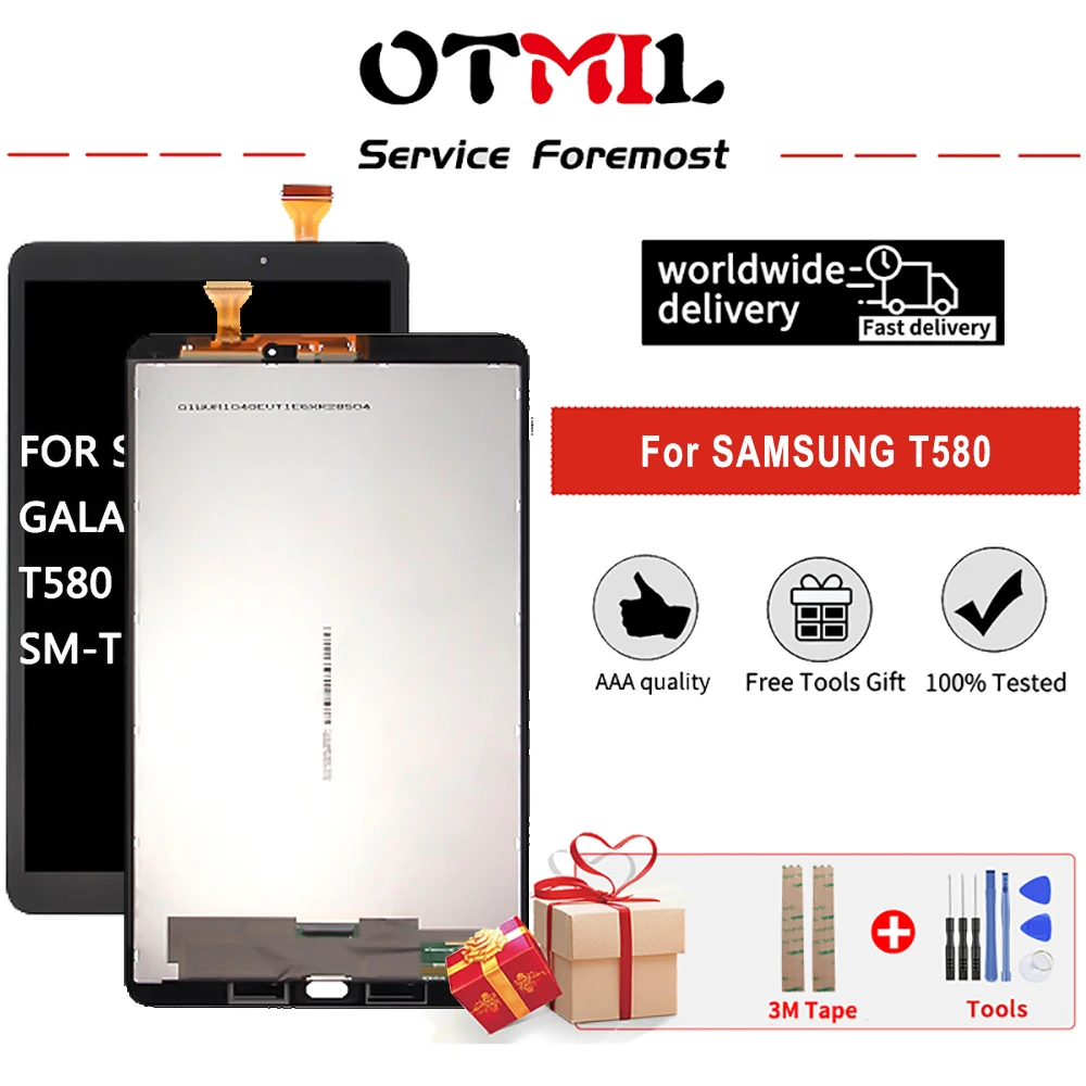 

10.1" LCD For SAMSUNG Galaxy T580 LCD Touch Screen With Frame Digitizer For Samsung SM-T580 SM-T585 Display Tablet LCD