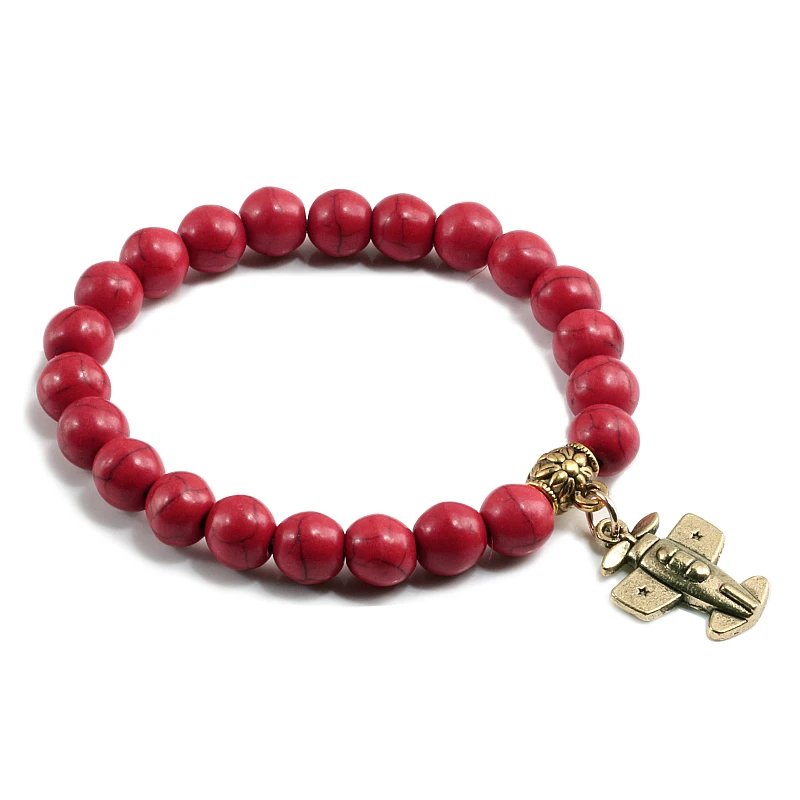 В наличии 14 цветов винтажные бусы из натурального камня мужской браслет самолет