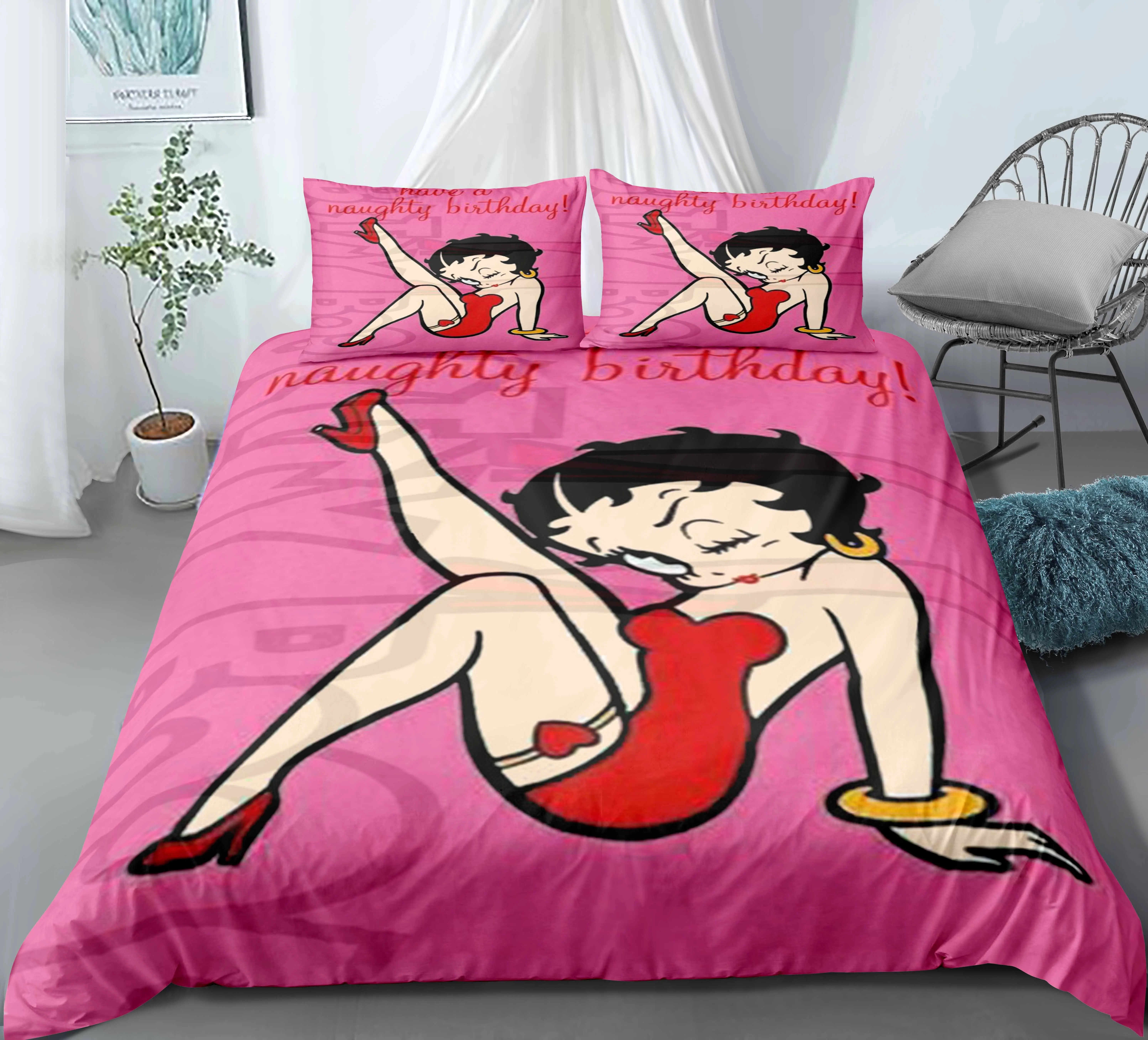Комплект постельного белья из 2/3 предметов Бетти боп красного розового цвета
