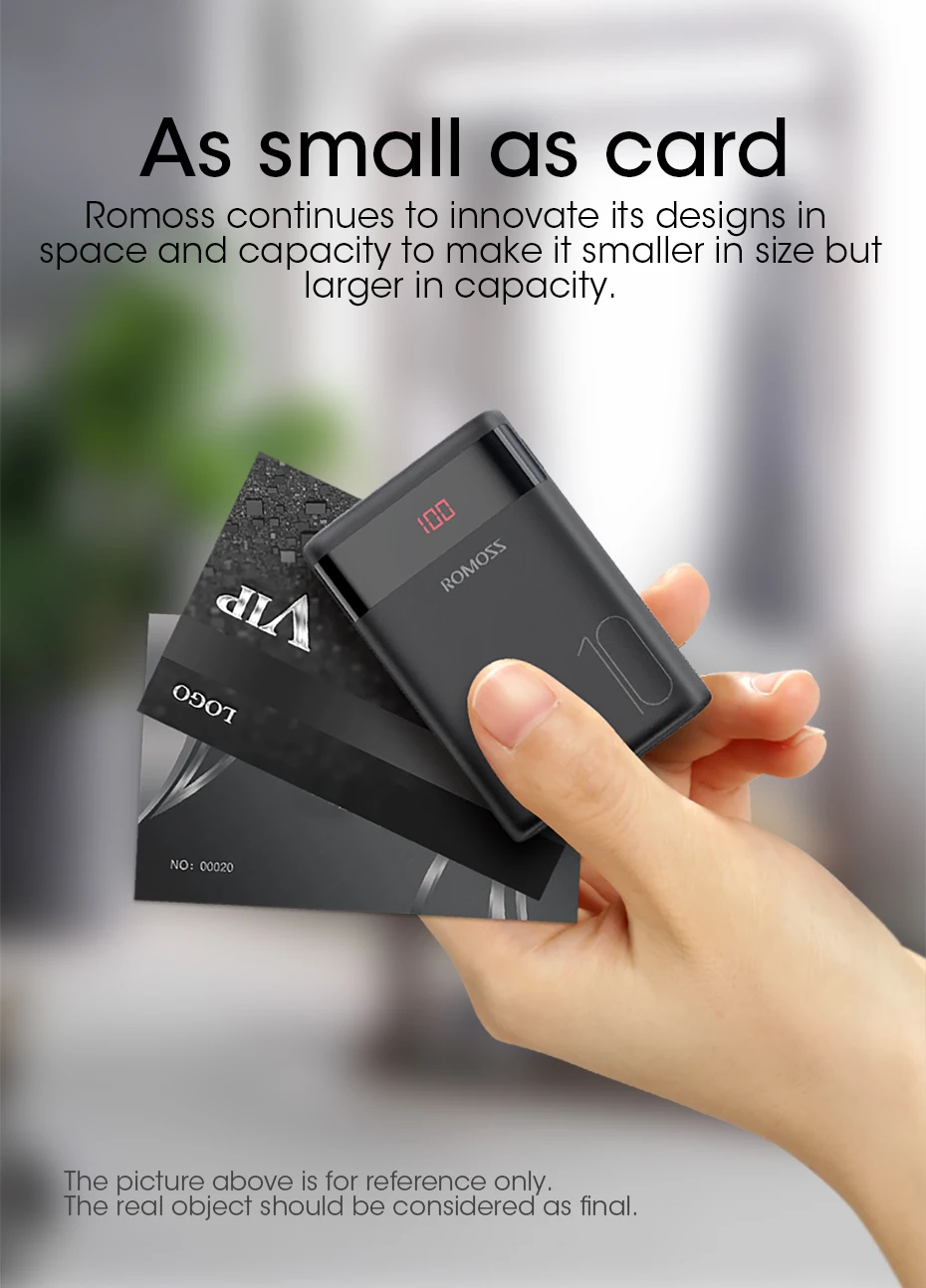 ROMOSS Ares 10 10000 мАч Внешний аккумулятор с двойным usb-портом внешний аккумулятор Размер портативное зарядное устройство для планшета iPhone