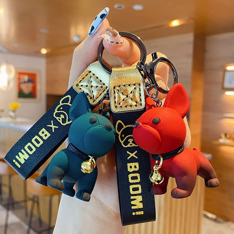 

Мультяшный полимерный градиентный брелок для ключей с куклой бульдога аниме милый щенок парные ювелирные изделия Женская сумка Подвеска м...