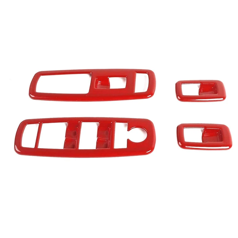 

Window Lift Switch Panel Trim Decor Cover for Dodge Charger 2011-2020 Ram 1500 2010-2017 (Red)
