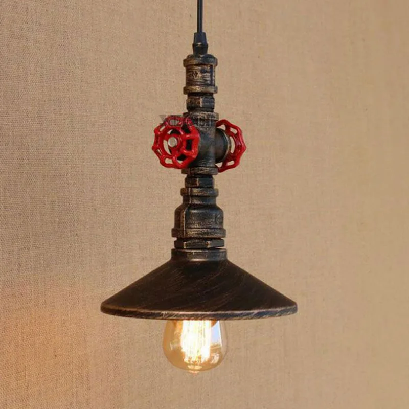 Vintage Retro de la tubería de agua colgante Led luces lámpara Loft Industrial óxido colgante lámpara de habitación Luz de Restaurante Casa Decoración