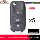 Пульт дистанционного управления для автомобиля KEYECU, 5 шт., MQB 5K0837202BH 5K0837202DH, Megamos AES, для VW Caddy, Beetle, Jetta, Sharan, Scirocco, Polo, Tiguan
