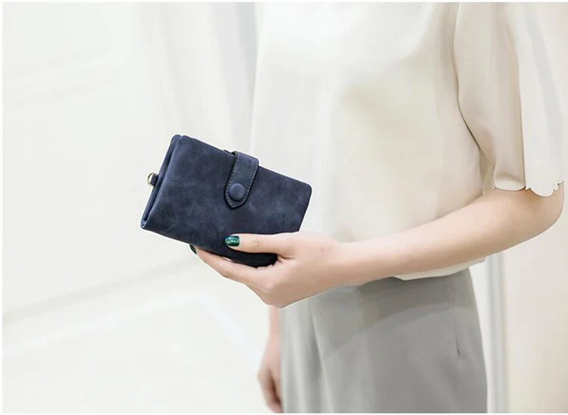 

Wallet Female Leather Wallet 2021 Matte Wallet Short Cartera Mujer Cute Tri-fold Multi-card Female Wallet