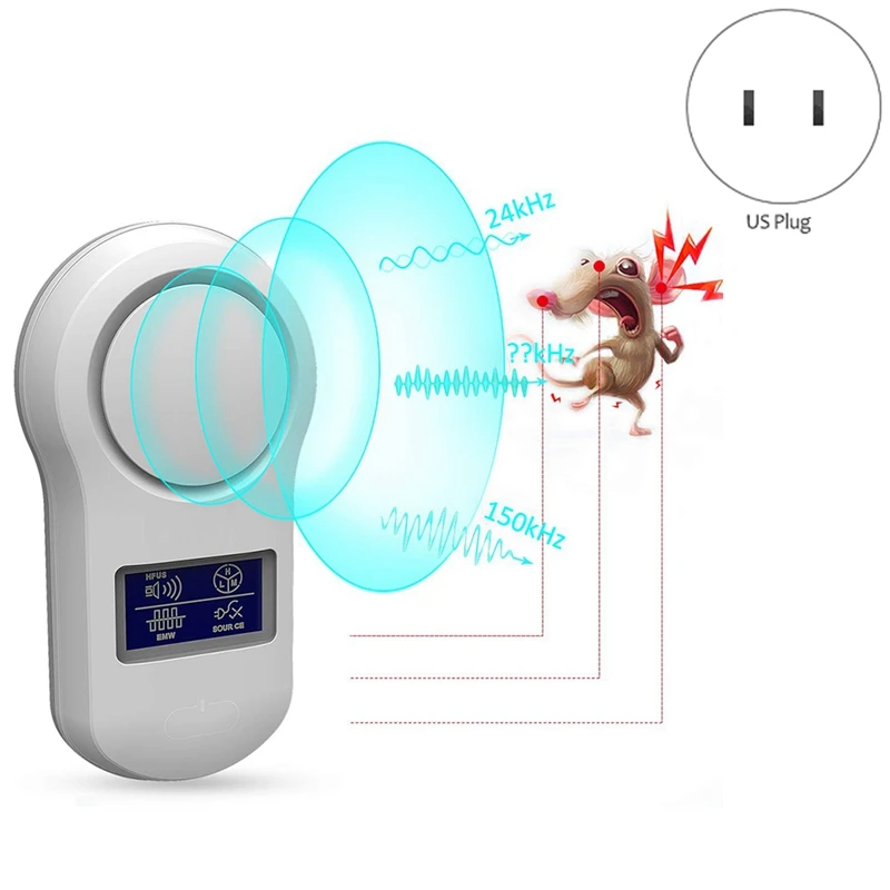 Enchufe electr&oacute;nico ultras&oacute;nico para interiores, Control de plagas mejorado para ratones, roedores de mosquitos, cucarachas, repelente silencioso seguro-1