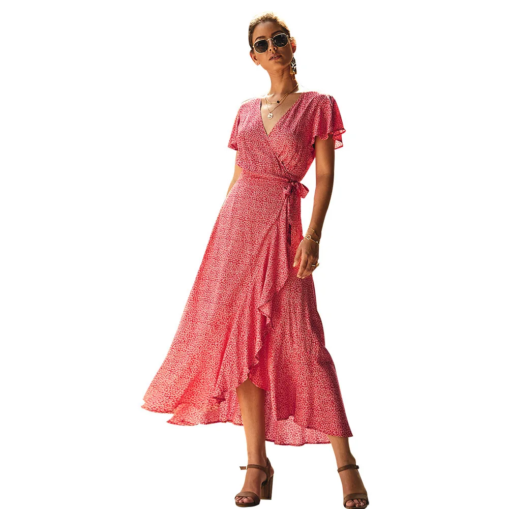 Летнее пляжное платье 2019 женское с цветочным принтом Boho Длинные Макси платья