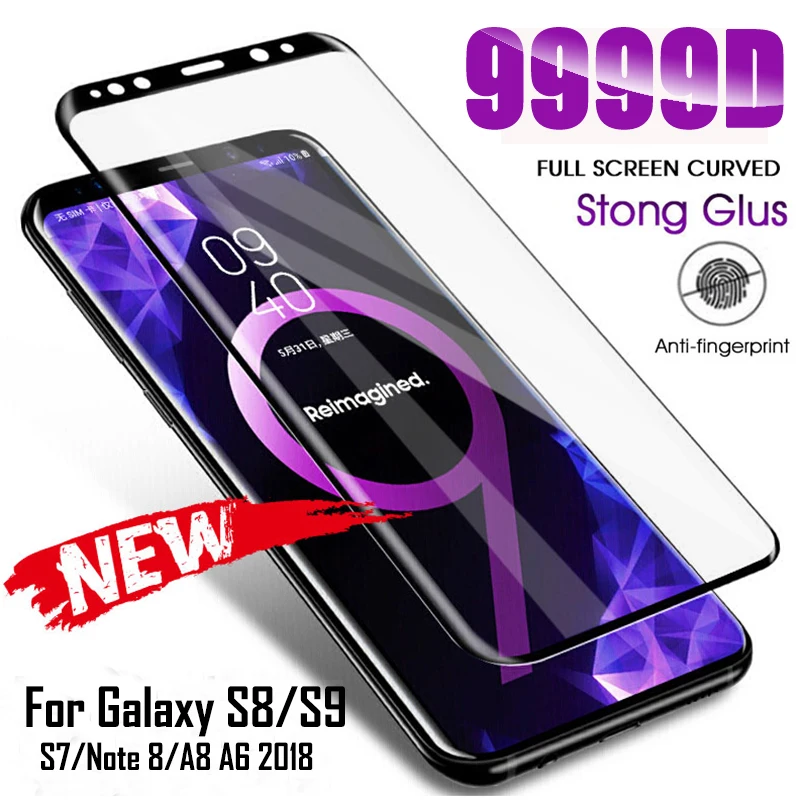 

9999D Full Curved Tempered Glass For Samsung Galaxy S9 S8 Plus S7Edge Screen Protector For Samsung A8 A6 Plus 2018 Note 8 9 Film