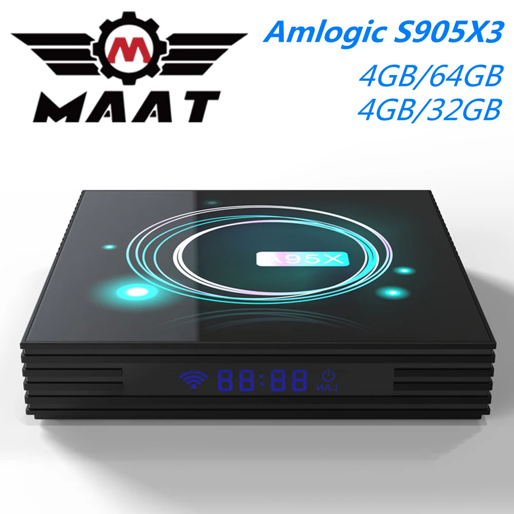 ТВ приставка MAAT Amlogic S905X3 Smart Android 9 0 4G 32G 64G A95X F3 Slim Quad Core 8K Dual Wifi Youtube H.265 Bluetooth