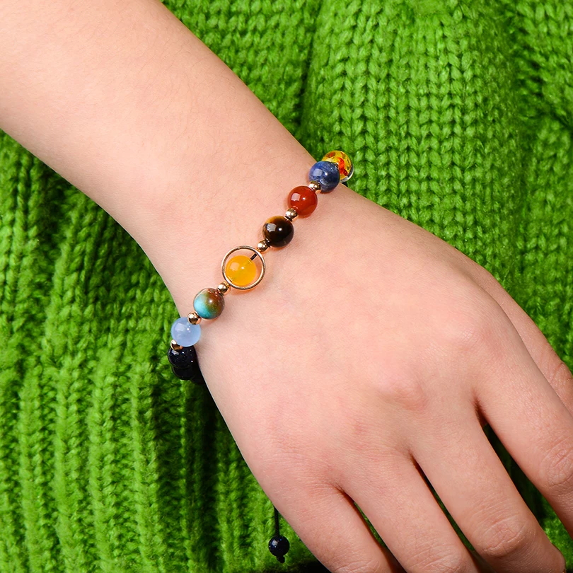 Universe Yoga Buddha Beads Bracelet Natural Stone Solar System Nine Planets Men Jewelry for Women Gifts Drop Shipping | Украшения и