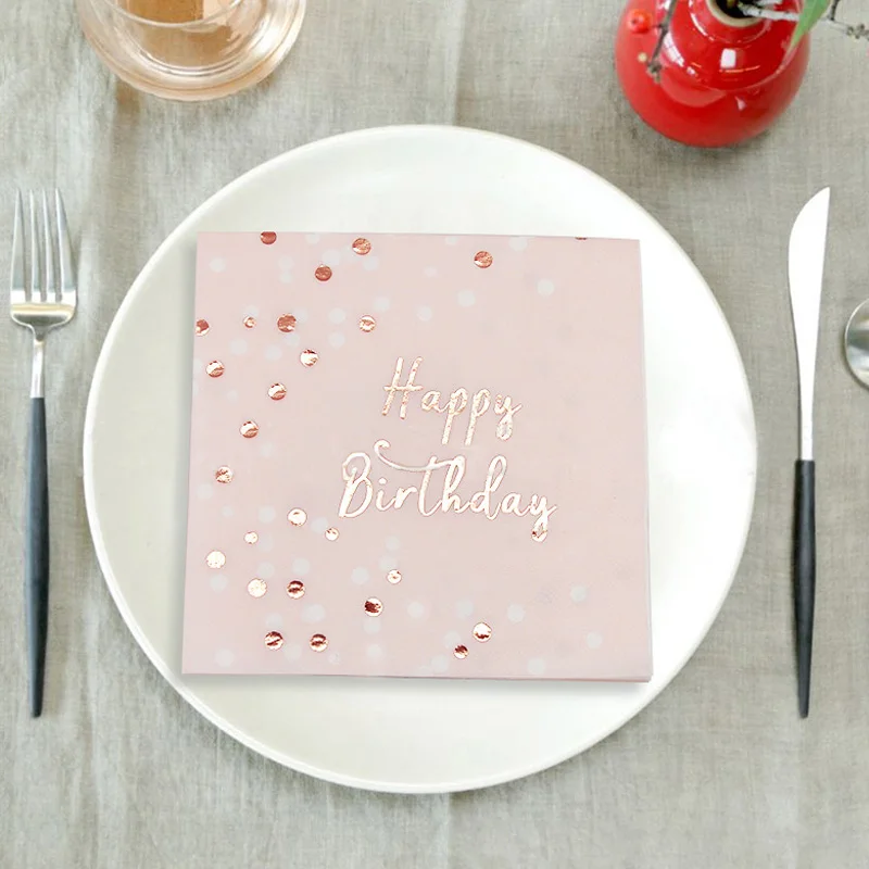 16 шт./компл. бумажная салфетка в горошек с розовыми буквами деревянная для