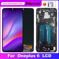 6 28 super amoled for oneplus 6 lcd touch screen digitizer display replacement assembly parts with frame for 1 6 display