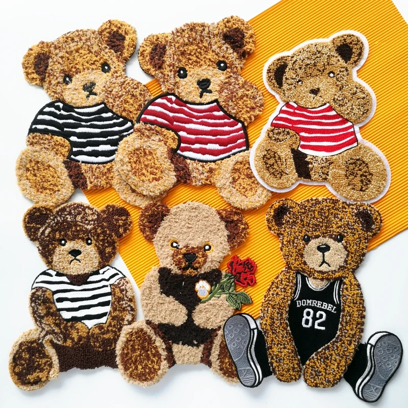 Вышивка большой синель письмо заплатка &quotмедведь&quot животных нашивки медведи