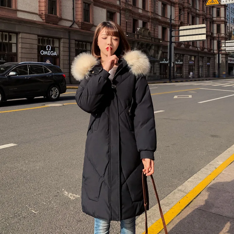 Меховое зимнее пальто утолщенные парки женское тонкое длинное хлопковое дамское