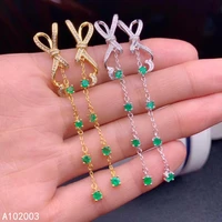 kjjeaxcmy fine jewelry 925 sterling silver inlaid natural emerald female earrings eardrop popular support detection