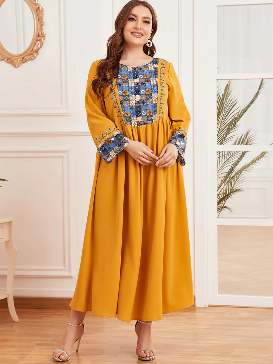 Grande jupe longue en mousseline de soie brodée pour femmes, vêtements drapés, à la mode