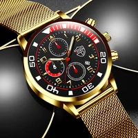classic business men watch fashion luxury watches stainless steel mesh belt calendar date quartz wristwatch relogio masculino