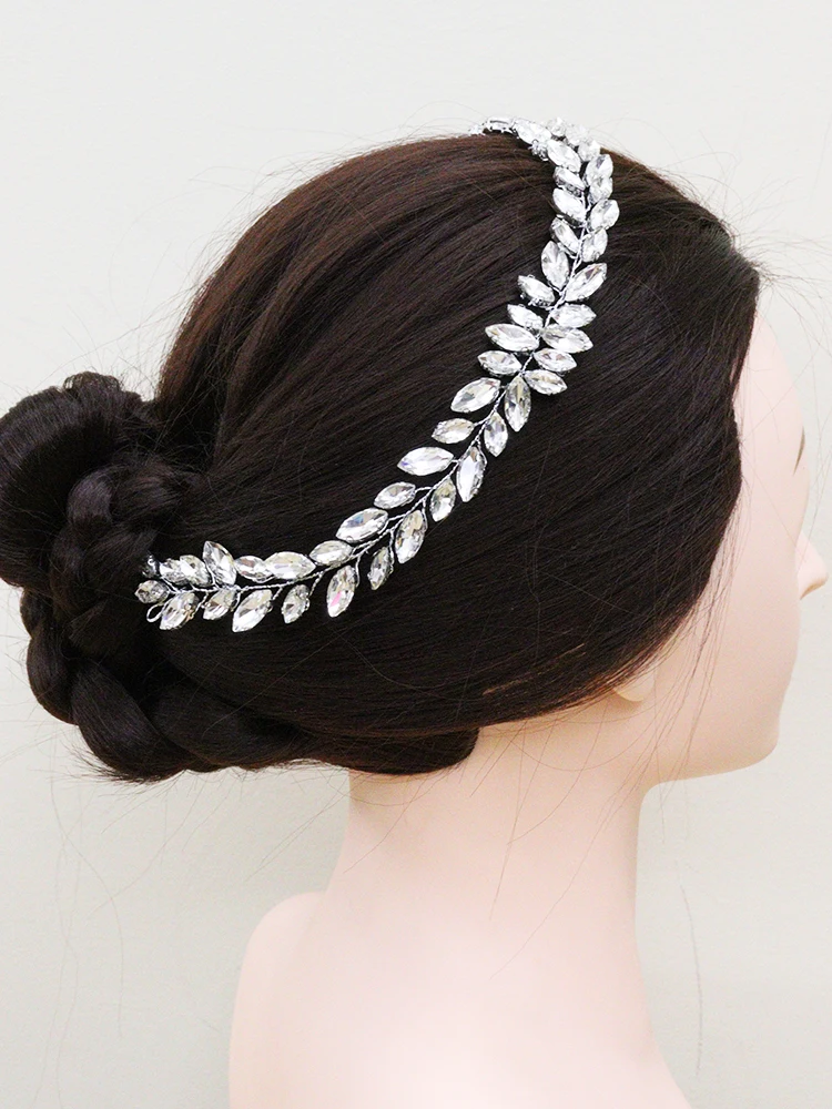 Роскошная Серебряная повязка на голову стразы тиара ручной работы свадебные