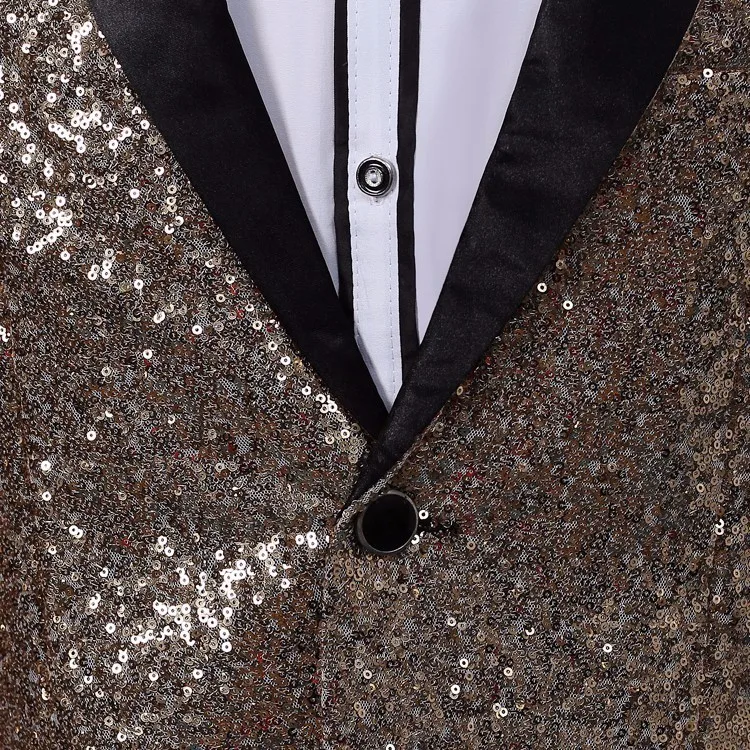 

PYJTRL Male Slim Fit Jacket Fashion Gold Royal Blue Red Silver Sequin Blazer Men Stage Wear Blazer Designs Costumes For Singers