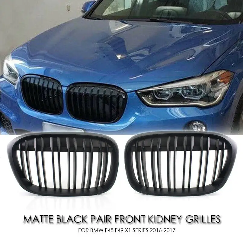 

Matte Black Pair Front Bumper Kidney Grill Grilles For BMW F48 F49 X1 2016 2017