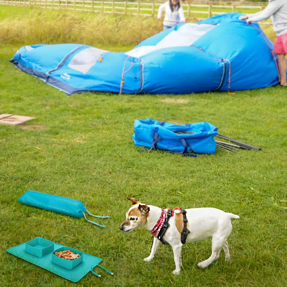 Двойная силиконовая миска для собак и кошек складная дорожная еды воды питомцев