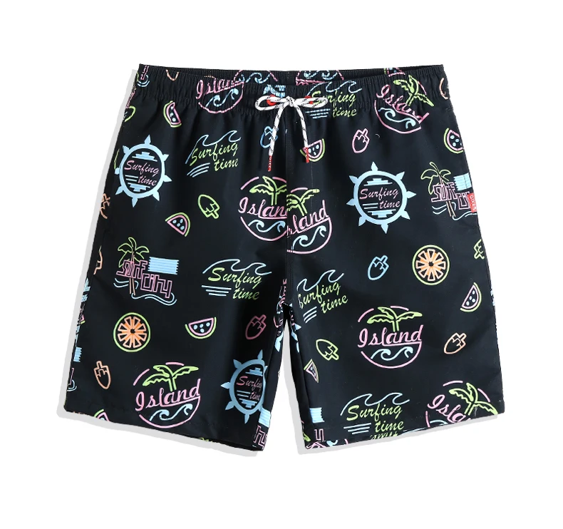 QIKE New Beach shorts Swimsuit Quick dry surfing Floral Joggers Solid Printed Hawaiian bermudas plus size briefs mesh