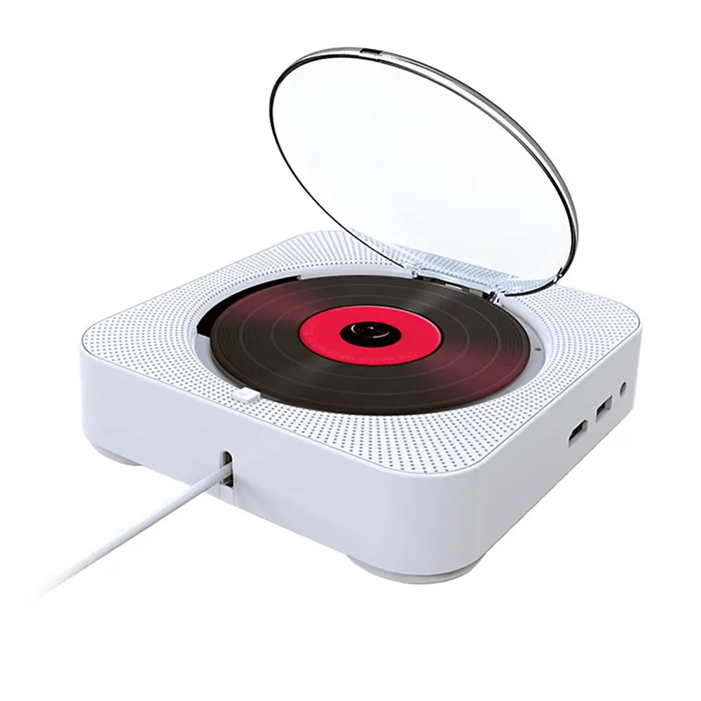 Портативный Bluetooth dvd-плеер настенный домашний аудио магнитофон с HDMI полным выходом для ТВ AV Bluetooth CD DVD все в одном плеере - Цвет: Белый