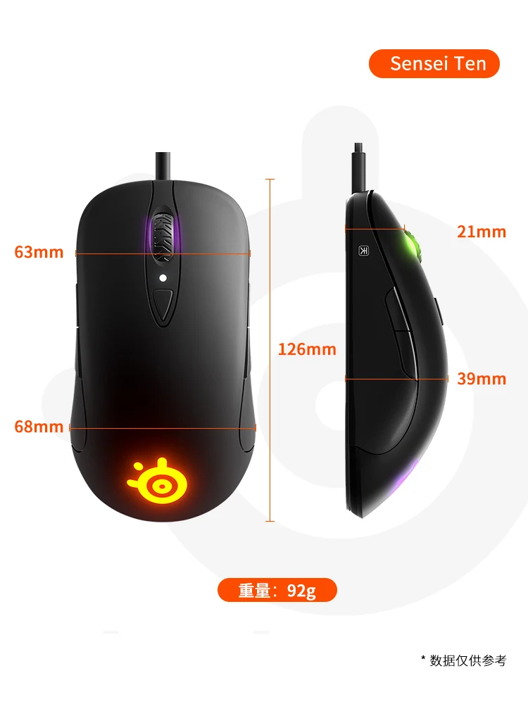 SteelSeries Sensei Ten игровая мышь 18000 CPI TrueMove Pro Оптический сенсор 8 кнопок механические