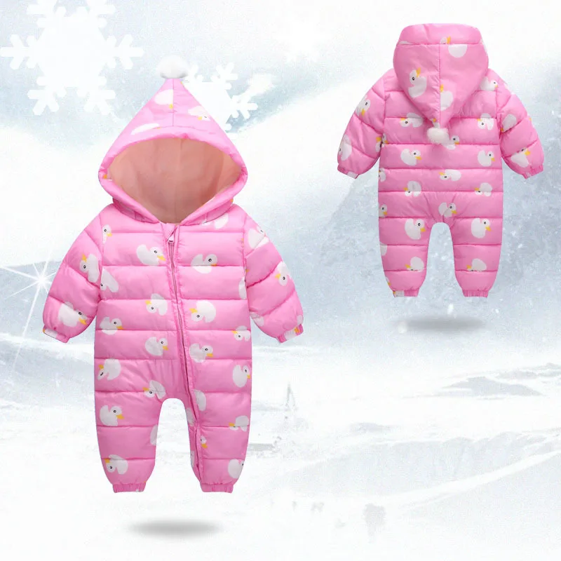 Зимние комбинезоны с капюшоном для маленьких мальчиков рисунком из мультфильма