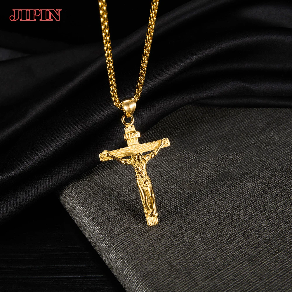 

Christian Jesus Cross Necklace For Women Men Stainless Steel Chains Choker Religion Pendants Jewelry Prayer Baptism Gifts B01250